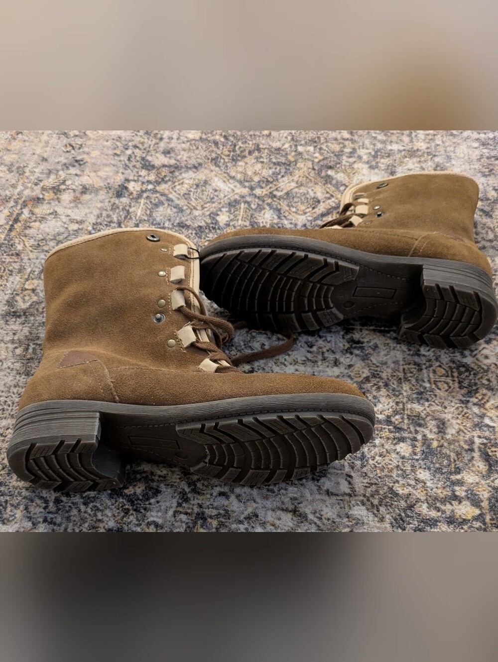 NEW WITH FLAW ALDO Womens Brown Suede Winter Boots Size 8.5 Faux Fur Fold Over - Picture 9 of 9